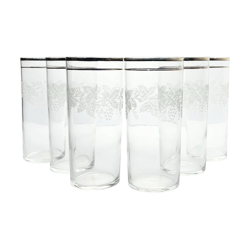 1950s Vintage MCM Bartlett Collins 6 Highball Tumbler Glasses 6.25” 16oz Grape